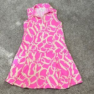 Julie Brown NYC pink and cream tennis style chains pattern dress. Size medium